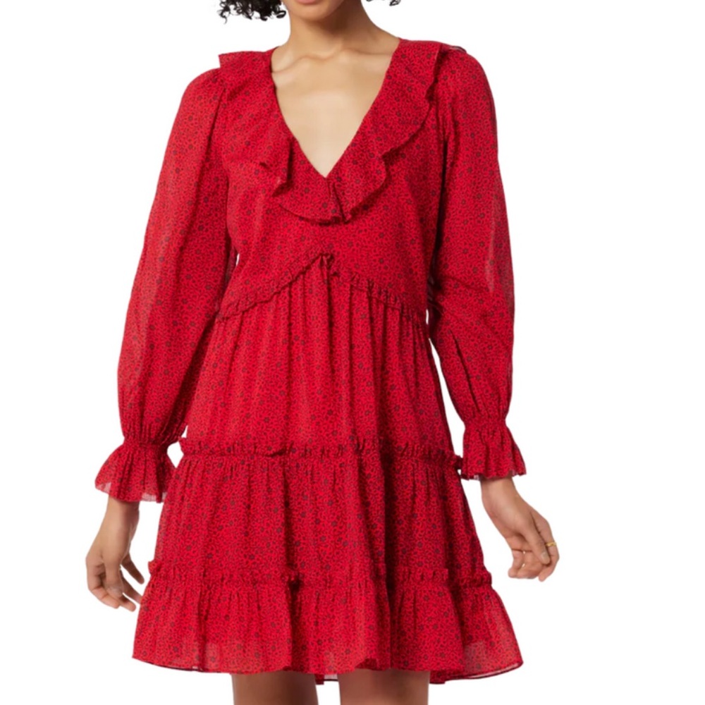 JOIE Dress Adanson Red Printed Short Size 4